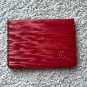 Vintage Louis Vuitton red epi leather card case ID holder